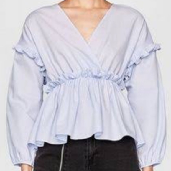 Zara Tops - Zara Basic Poplin Rare Light Blue Blouse
